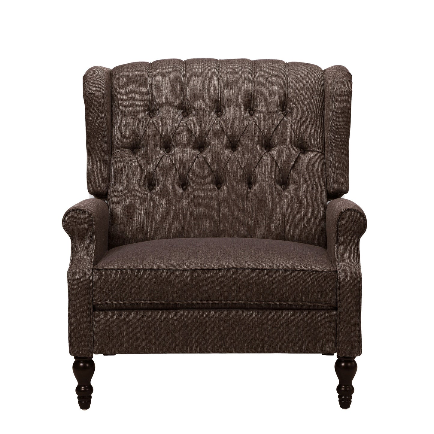 Roomfitters Tufted Wingback Recliner Chair with Rolled Arms and Turned Wood Legs, Lounge Accent Chair for Living Room