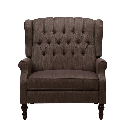 Roomfitters Tufted Wingback Recliner Chair with Rolled Arms and Turned Wood Legs, Lounge Accent Chair for Living Room
