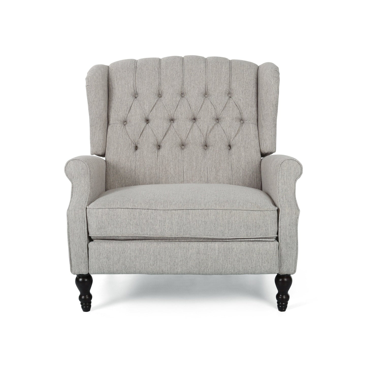 Roomfitters Tufted Wingback Recliner Chair with Rolled Arms and Turned Wood Legs, Lounge Accent Chair for Living Room