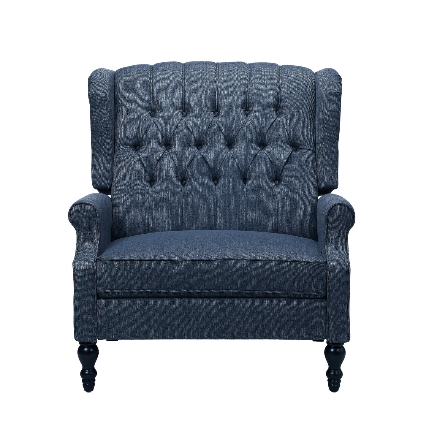 Roomfitters Tufted Wingback Recliner Chair with Rolled Arms and Turned Wood Legs, Lounge Accent Chair for Living Room