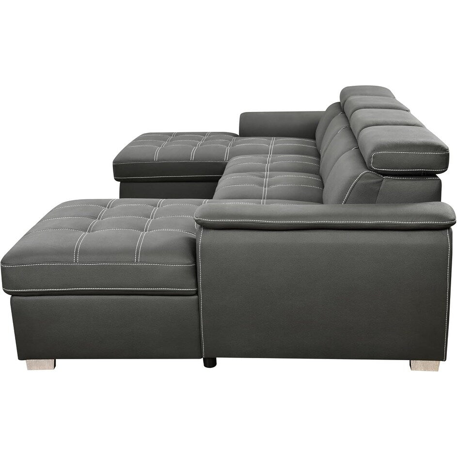Roomfitters U-Shaped Sleeper Sofa, 121 Oversized 2 in 1 Pull-Out Bed, Sectional Sofa with Double Storage Chaise