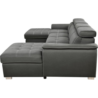 Roomfitters U-Shaped Sleeper Sofa, 121 Oversized 2 in 1 Pull-Out Bed, Sectional Sofa with Double Storage Chaise