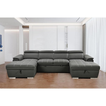 Roomfitters U-Shaped Sleeper Sofa, 121 Oversized 2 in 1 Pull-Out Bed, Sectional Sofa with Double Storage Chaise