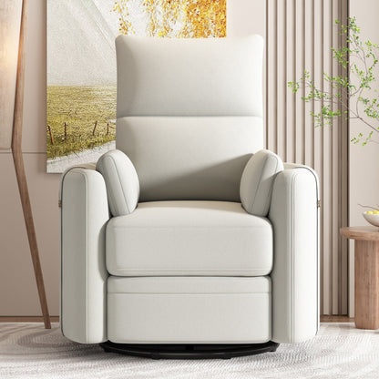 Roomfitters Upholstered Swivel Recliner Chair, Manual Rocking Recliner with Two Removable Pillows,for Living Room
