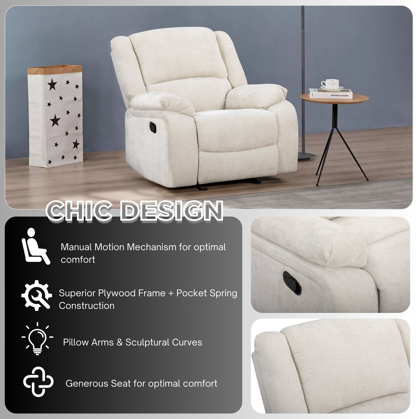 Roundhill Furniture Blitz Transitional Manual Recliner