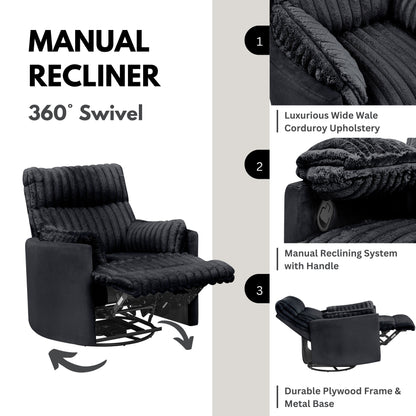 Roundhill Furniture Bocaton Wide Wale Corduroy Upholstery Manual Recliner