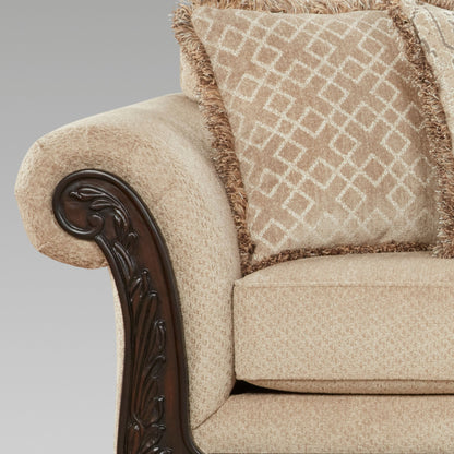 Roundhill Furniture Hernen Carved Wood Frame Sofa