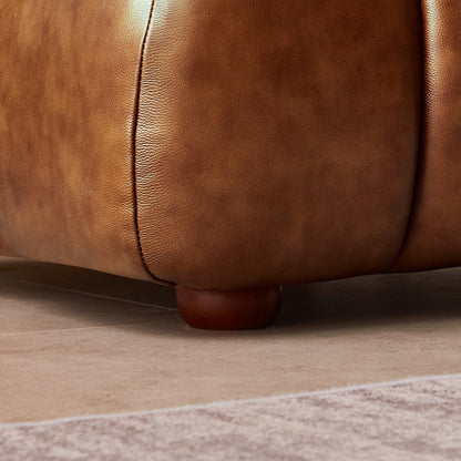 Rovan Mid-Century Modern Luxury Couch in Cognac Leather