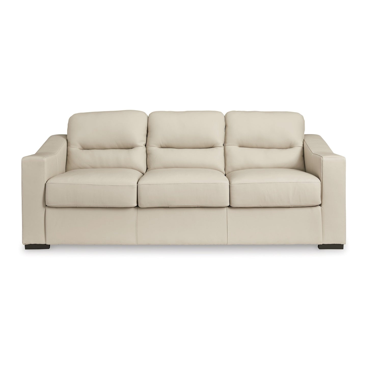 Rove Sofa, 93 Inch, Plush Cushioned Cream Real and Faux Leather Seats