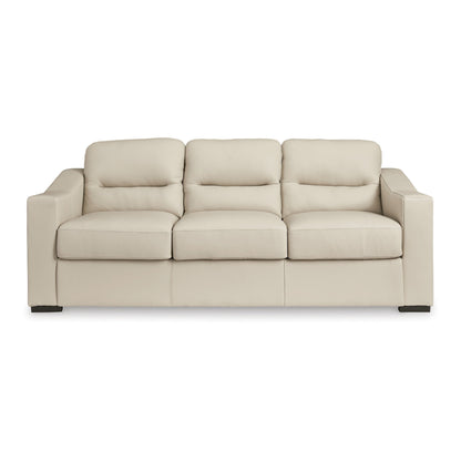 Rove Sofa, 93 Inch, Plush Cushioned Cream Real and Faux Leather Seats