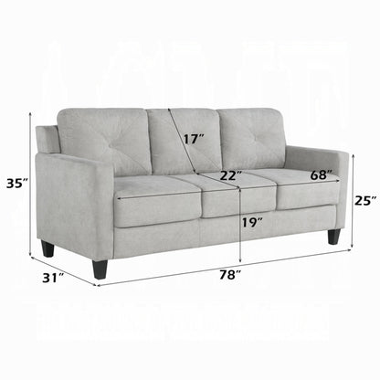 Royi Sofa, Track Armrest, 78 Inch, Gray Fabric Seat w Tufted Backrest