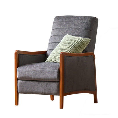 Ryka Push Back Recliner Chair, Birch Wood, Gray Channel Stitching