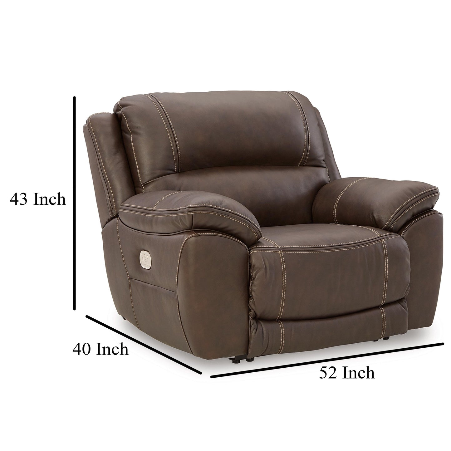 Rylee Recliner Chair, Power Headrest, Plush Chocolate Brown Leather
