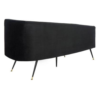 SAFAVIEH Helgrit Black/Gold Velvet Retro Glam Settee - 57.5 W x 27 D x 28 H - 58Wx27Dx28H