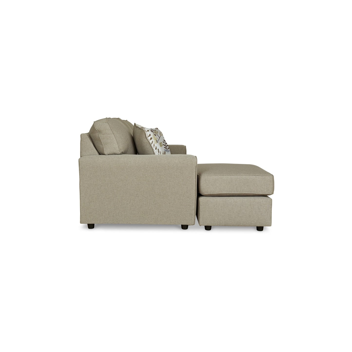 Saash Sofa Chaise, 86 Inch, 2 Accent Pillows, Pebble Beige Polyester