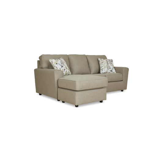 Saash Sofa Chaise, 86 Inch, 2 Accent Pillows, Pebble Beige Polyester