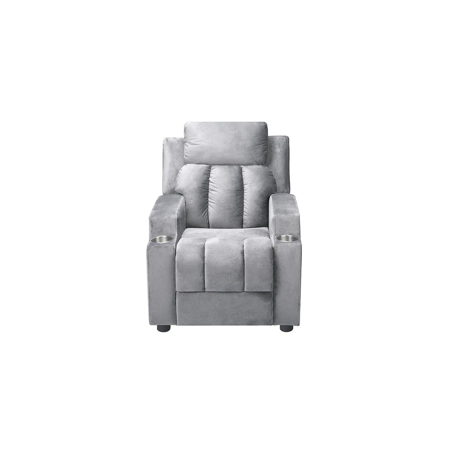 Deluxe Kids Recliner Chair with Footrest Headrest and 2 Cup Holders Microfiber Kids Recliner for Age 3+ Years