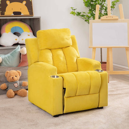 Deluxe Kids Recliner Chair with Footrest Headrest and 2 Cup Holders Microfiber Kids Recliner for Age 3+ Years