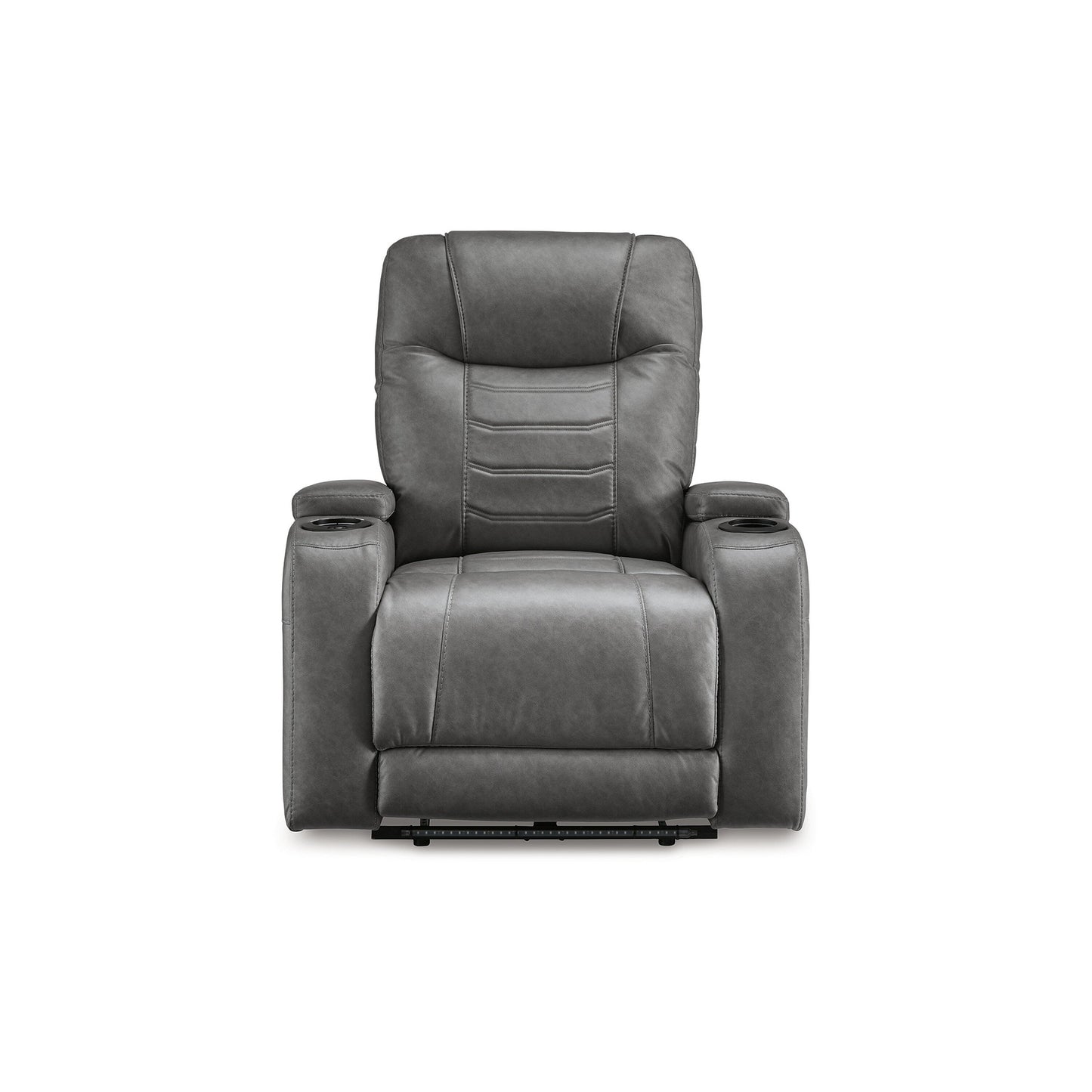 Scon Power Recliner Chair, 37 Inch, LED Light, Gray Faux Leather