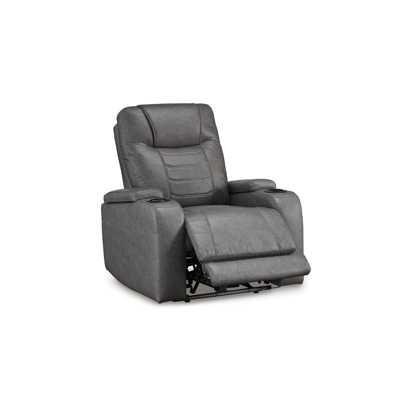 Scon Power Recliner Chair, 37 Inch, LED Light, Gray Faux Leather