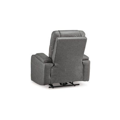 Scon Power Recliner Chair, 37 Inch, LED Light, Gray Faux Leather