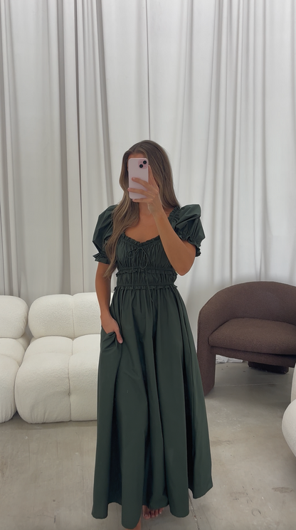 Sydnee Cotton Maxi Dress in Evergreen - Bump Friendly - Restocking in Nov