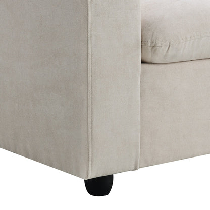 Sectional Sofa With Throw Pillows,L-Shaped Couch Set With Wide Seat,4 Seat Polyester Comfy Fabric Couch Set With Movable Ottoman