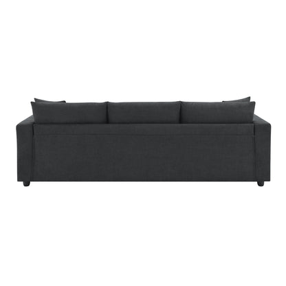 Sectional Sofa With Throw Pillows,L-Shaped Couch Set With Wide Seat,4 Seat Polyester Comfy Fabric Couch Set With Movable Ottoman