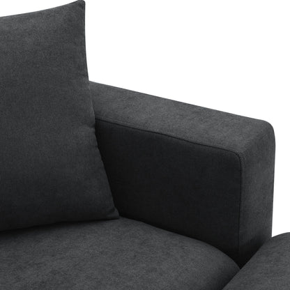 Sectional Sofa With Throw Pillows,L-Shaped Couch Set With Wide Seat,4 Seat Polyester Comfy Fabric Couch Set With Movable Ottoman