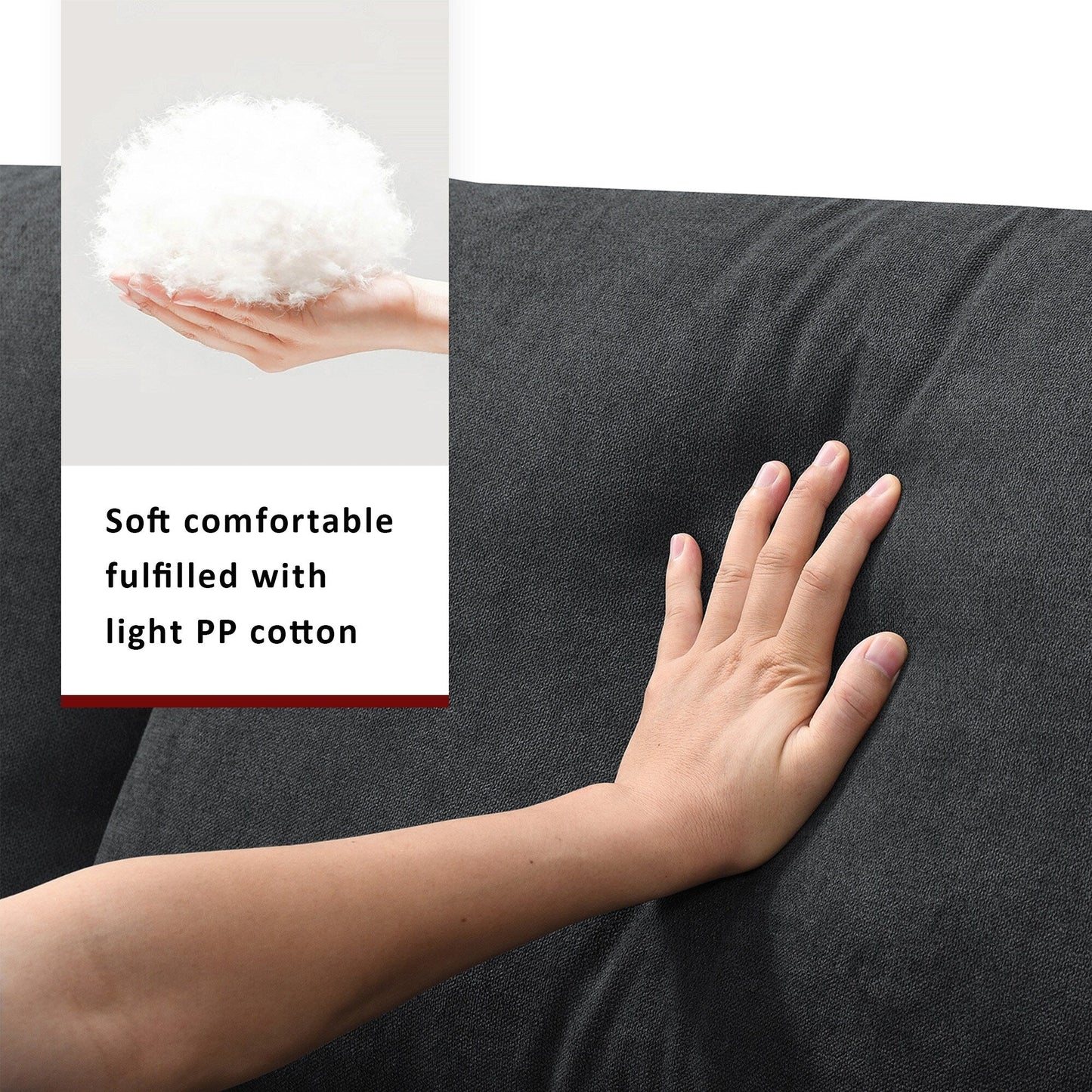 Sectional Sofa With Throw Pillows,L-Shaped Couch Set With Wide Seat,4 Seat Polyester Comfy Fabric Couch Set With Movable Ottoman