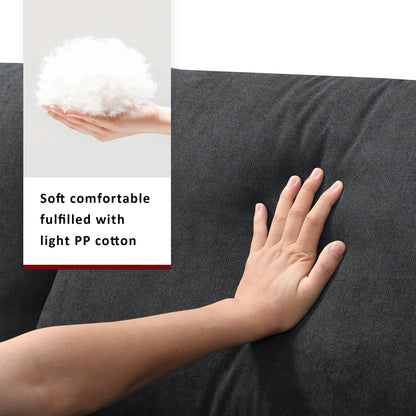 Sectional Sofa With Throw Pillows,L-Shaped Couch Set With Wide Seat,4 Seat Polyester Comfy Fabric Couch Set With Movable Ottoman