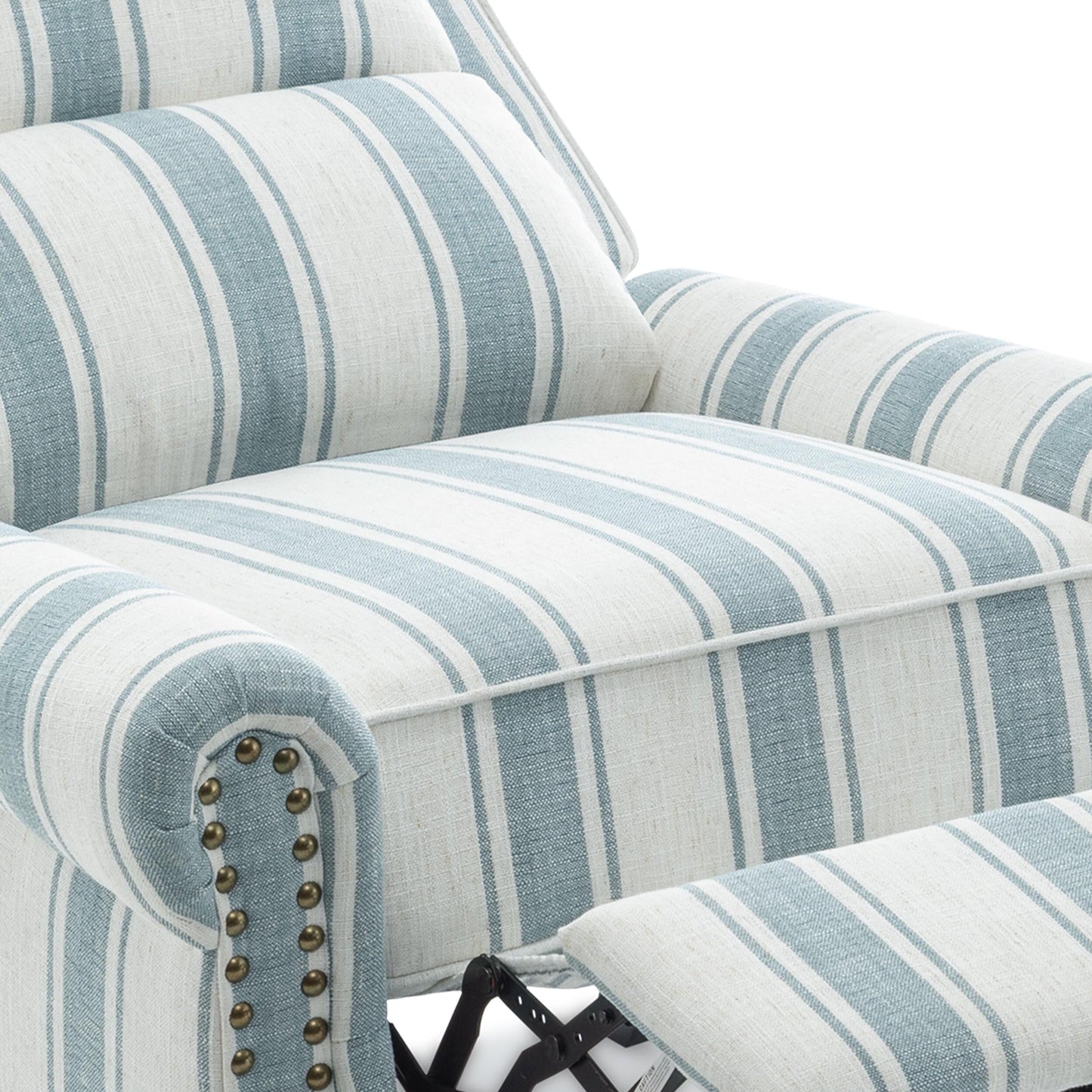 Mid-Century Nailhead PU Leather Linen Recliner