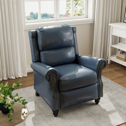 Mid-Century Nailhead PU Leather Linen Recliner