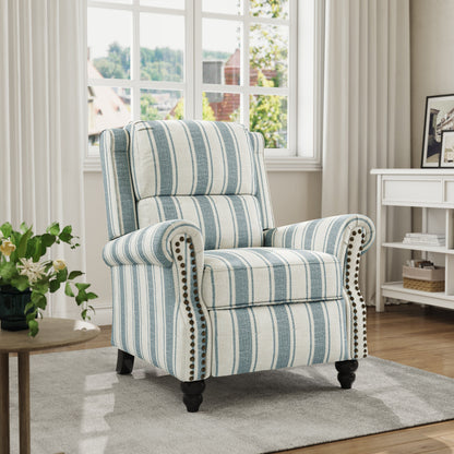 Mid-Century Nailhead PU Leather Linen Recliner