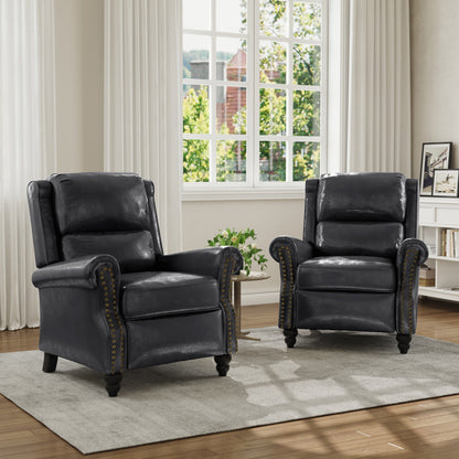 Mid-Century Nailhead PU Leather Linen Recliner