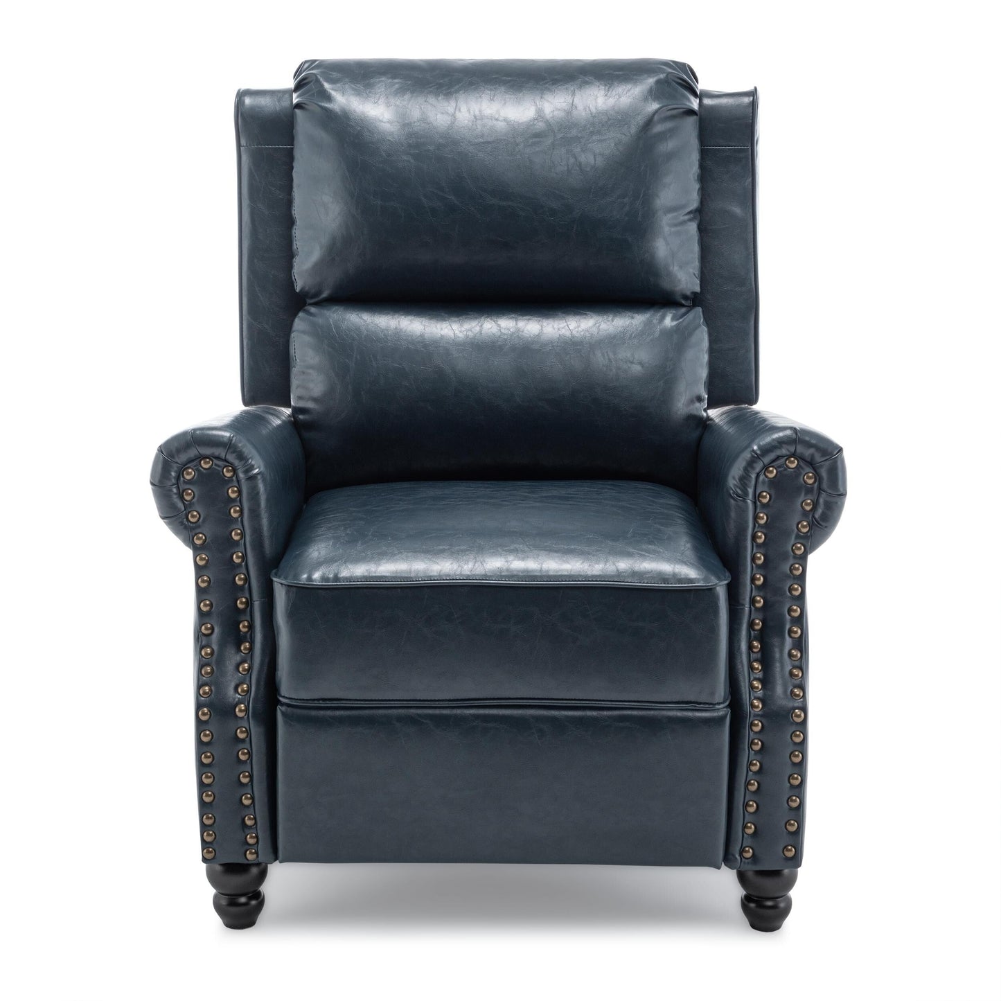 Mid-Century Nailhead PU Leather Linen Recliner