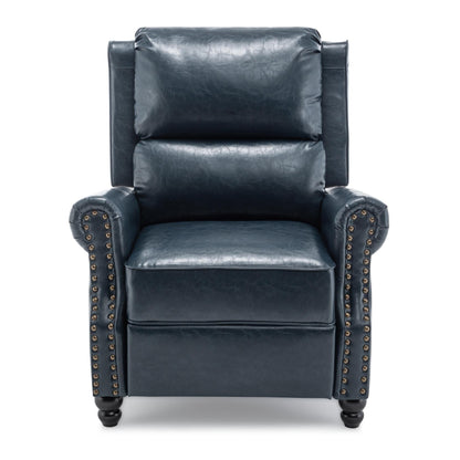 Mid-Century Nailhead PU Leather Linen Recliner