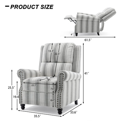 Mid-Century Nailhead PU Leather Linen Recliner