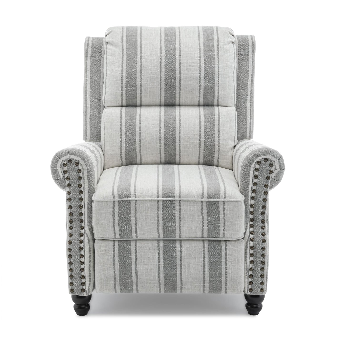 Mid-Century Nailhead PU Leather Linen Recliner
