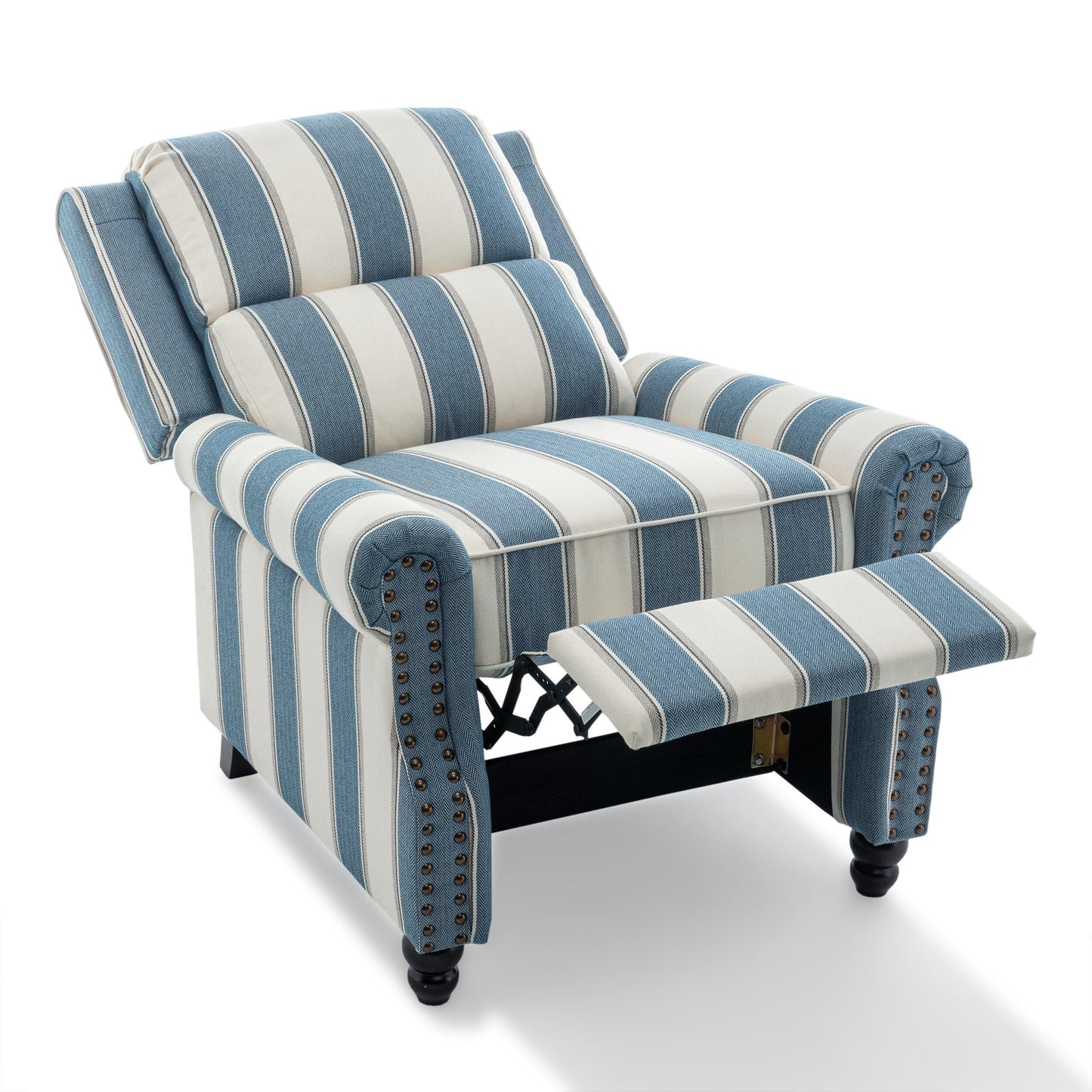 Mid-Century Nailhead PU Leather Linen Recliner