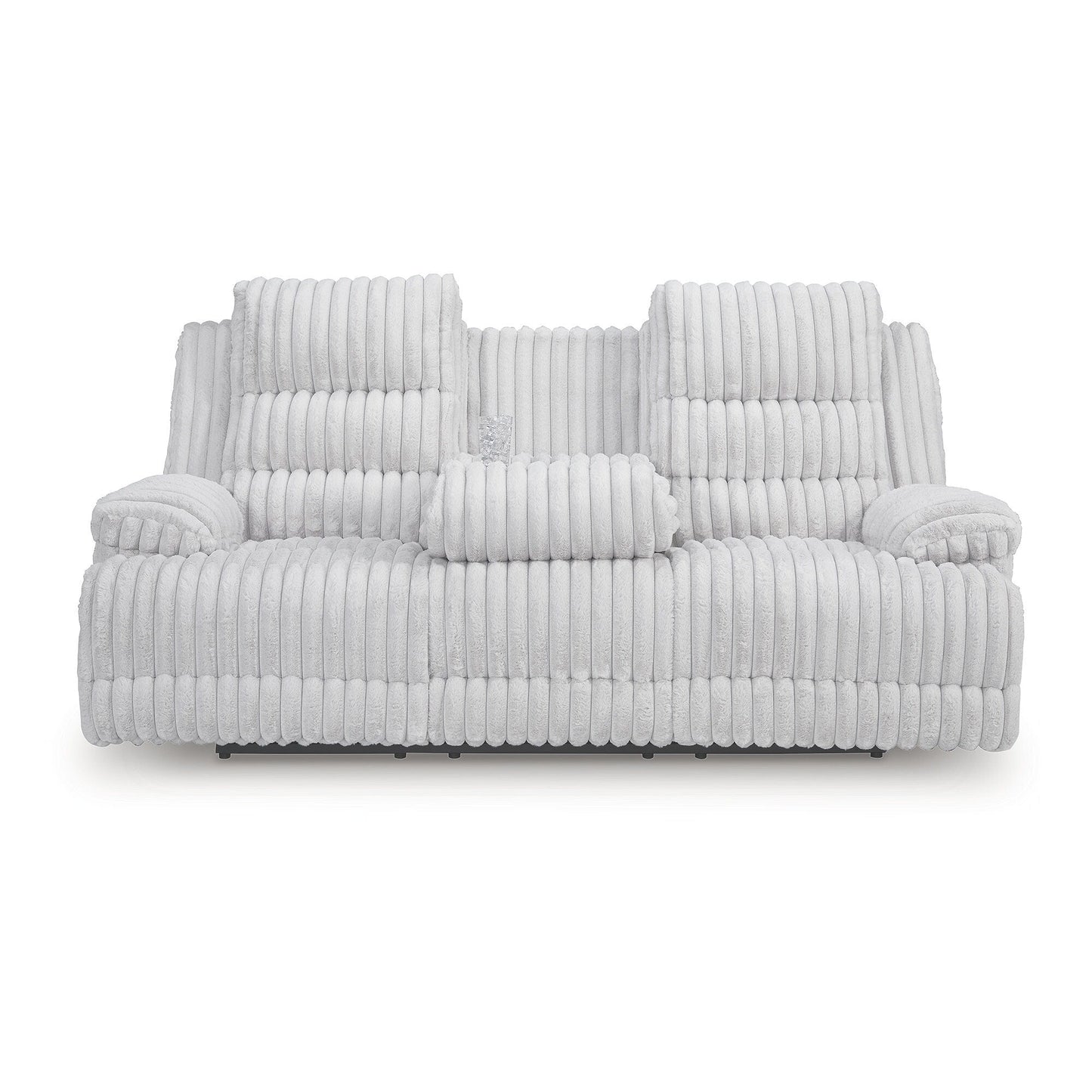 Signature Design by Ashley Technique White Power Reclining Sofa with Drop Down Table - 90W x 42D x 46H