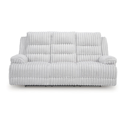 Signature Design by Ashley Technique White Power Reclining Sofa with Drop Down Table - 90W x 42D x 46H