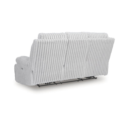 Signature Design by Ashley Technique White Power Reclining Sofa with Drop Down Table - 90W x 42D x 46H