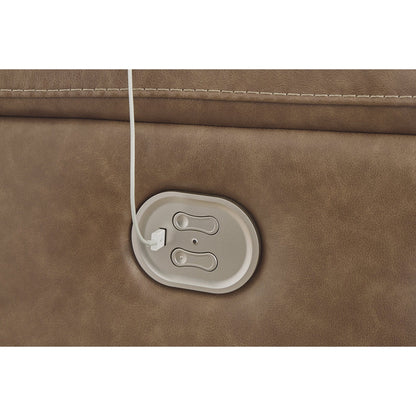 Signature Design by Ashley Trasimeno Caramel Power Reclining Sofa - 92 W x 40 D x 42 H