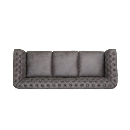 Slate Chesterfield Button Tufted 3-seater Sofa with Nailheads