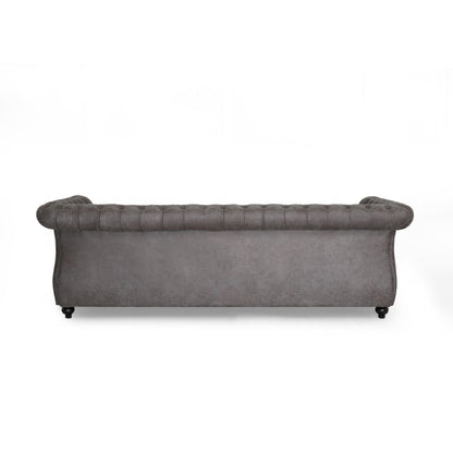 Slate Chesterfield Button Tufted 3-seater Sofa with Nailheads