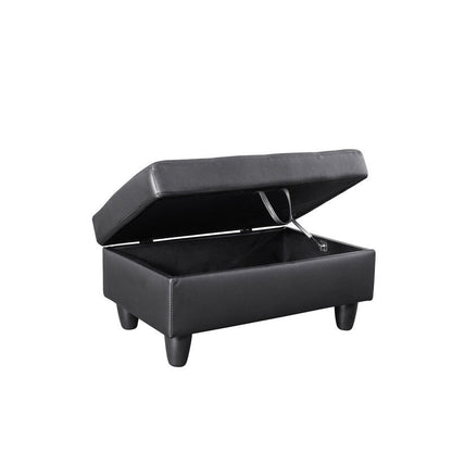 Sleek 3-Piece Black Faux Leather Couch Set, Modern Elegance for Your Living Room