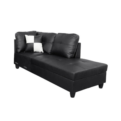 Sleek 3-Piece Black Faux Leather Couch Set, Modern Elegance for Your Living Room