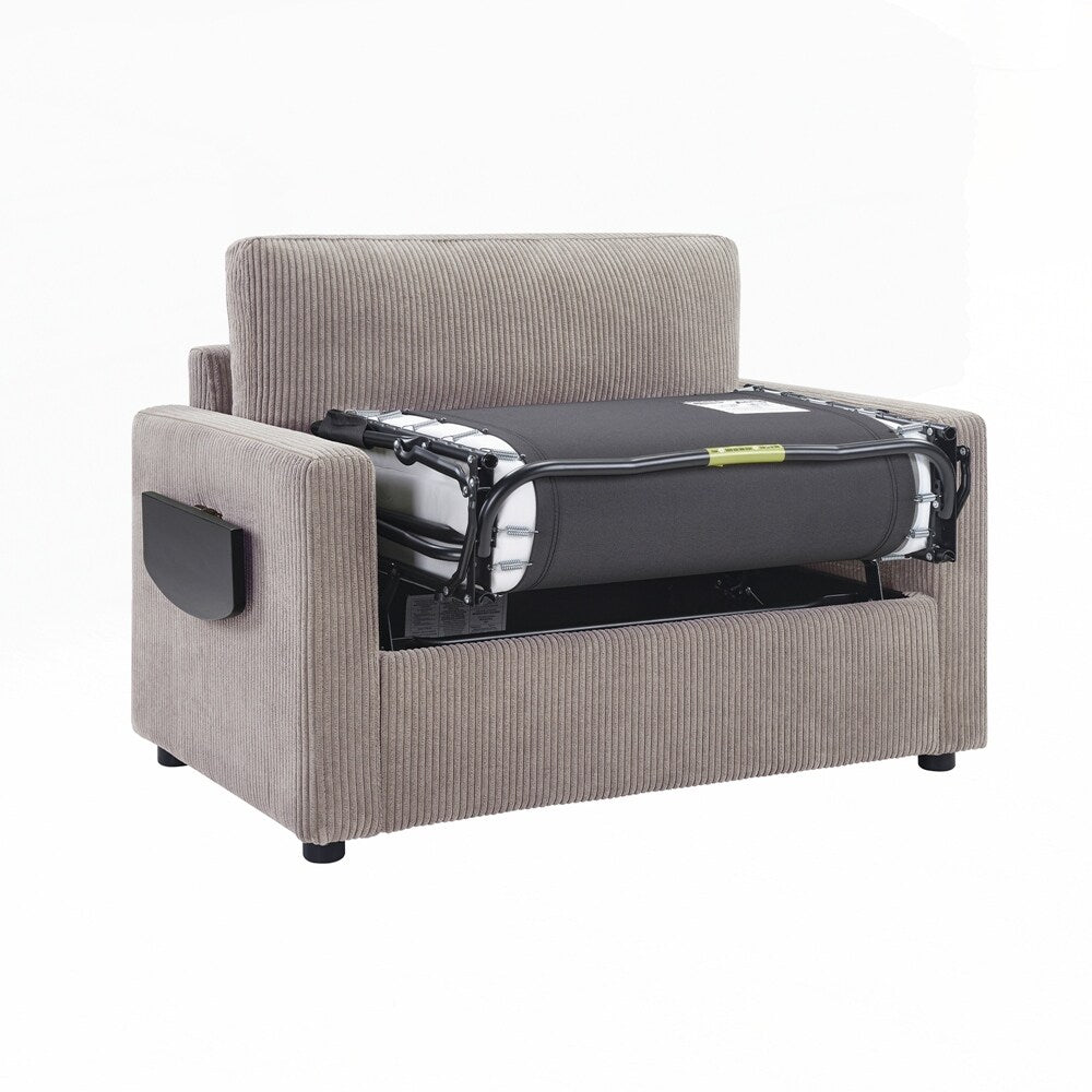 Sleeper Sofa Loveseat Sofa with a Foldable Mattress and Storage Pocket and Two USB Ports - 2 Seat