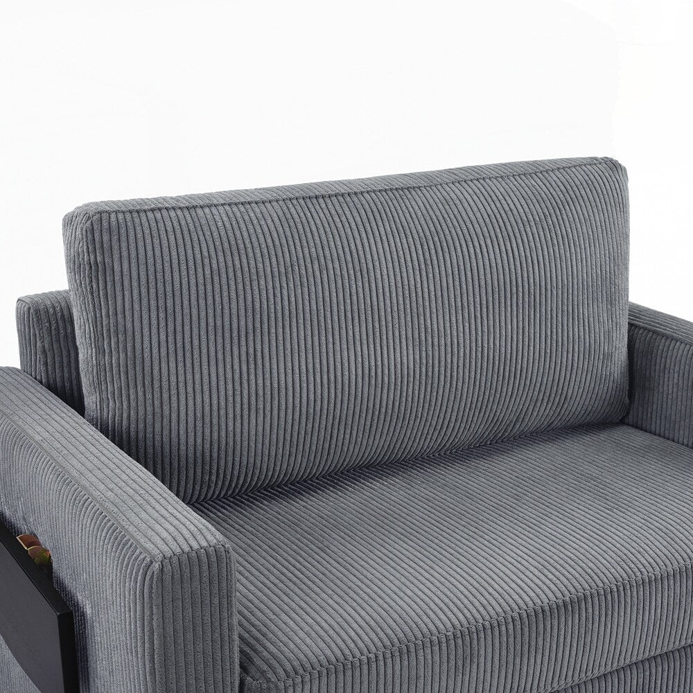 Sleeper Sofa Loveseat Sofa with a Foldable Mattress and Storage Pocket and Two USB Ports - 2 Seat